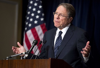 Wayne LaPierre, executive vice president of the National Rifle Association (NRA), speaks during a news conference in Washington December 21, 2012. (Photo by Joshua Roberts/REUTERS)