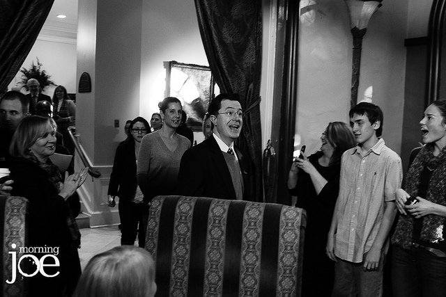 Stephen Colbert makes his entrance at the Mills House