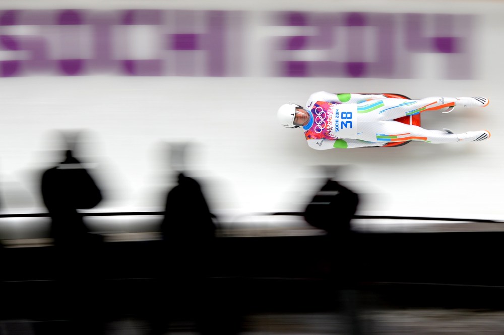 Shiva Keshavan competes in the Men's Luge Singles Run at the Sanki Sliding Center during the Sochi Winter Olympics on Feb. 8, 2014.