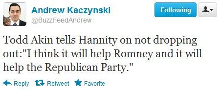 Mitt Romney to Todd Akin: Get out. Akin to Romney: But I'm Helping You!
