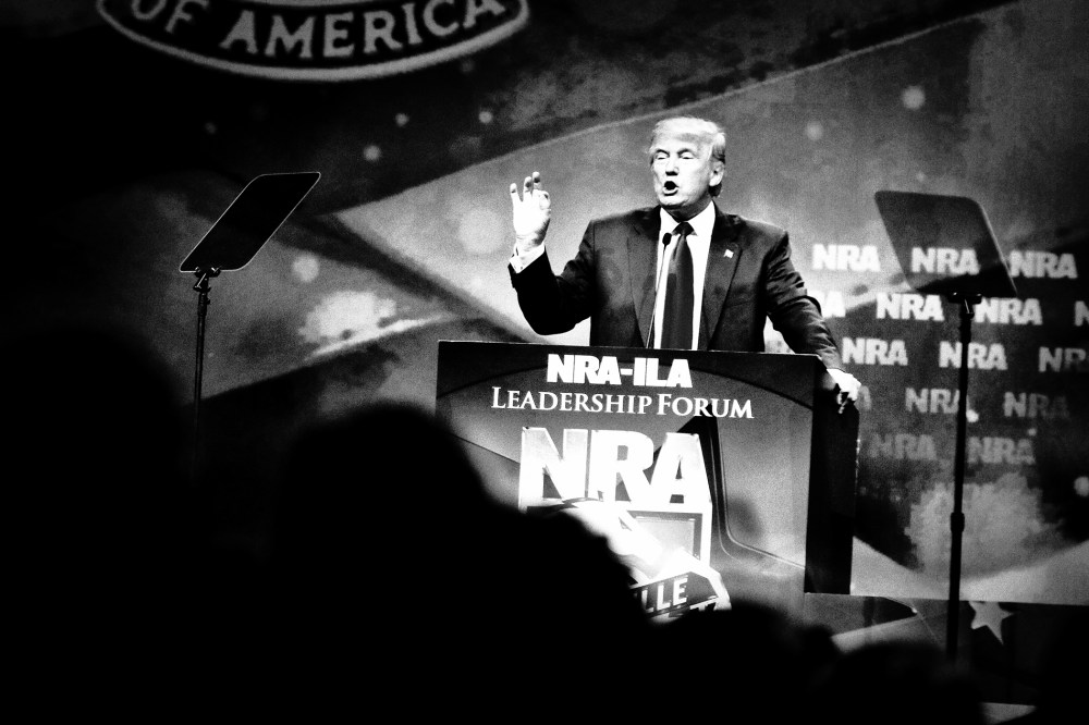 Donald Trump speaks after accepting an endorsement at the NRA-ILA Leadership Forum in Louisville, Ky., May 20, 2016. (Photo by Mark Peterson/Redux for MSNBC)