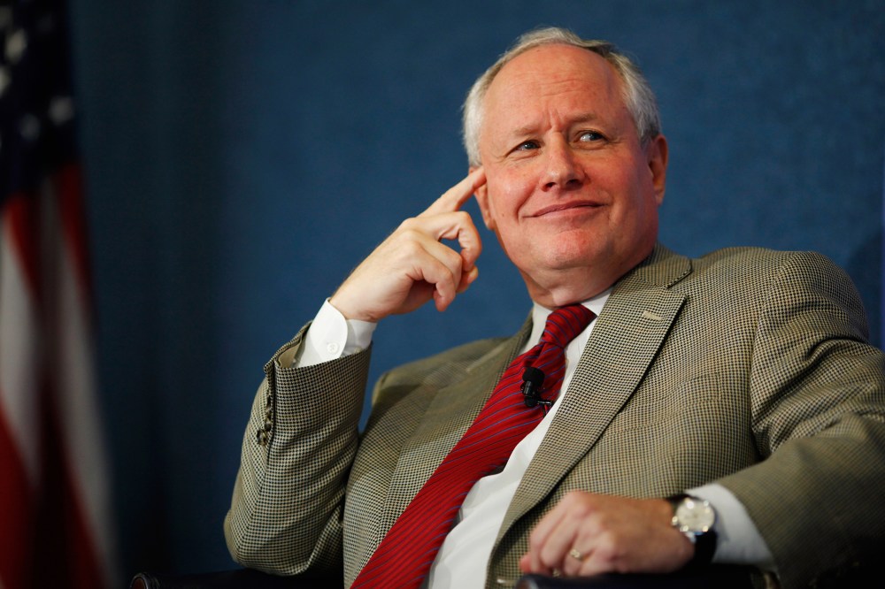 The Weekly Standard Editor William Kristol leads a discussion on Peter Thiel's National Review article, "The End of the Future," at the National Press Club Oct. 3, 2011 in Washington, DC. (Photo by Chip Somodevilla/Getty)