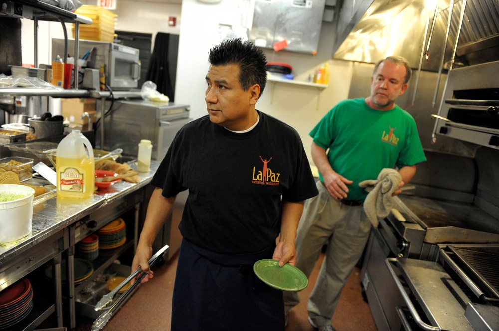 Chef Victor Rojas, a Mexican immigrant and owner of Graham Baker of La Paz Mexican Restaurant, in the kitchen on Feb. 23, 2012 in Frederick, Md. (Photo by Ricky Carioti/The Washington Post/Getty)