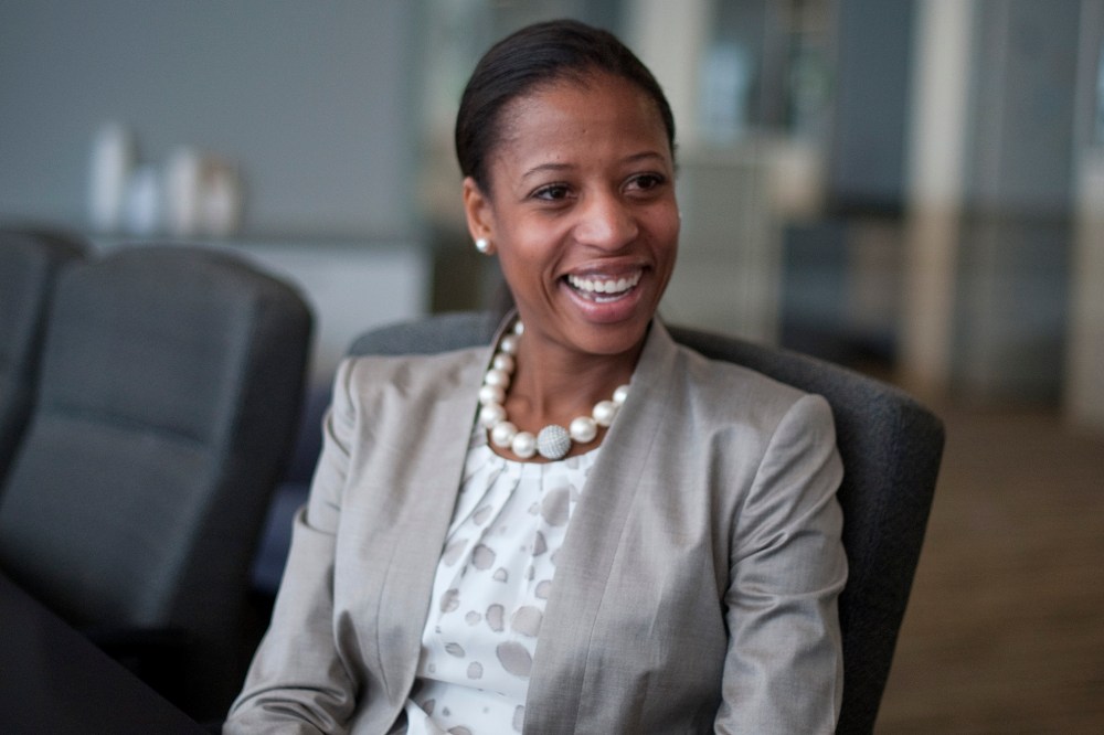 Mia Love (R-Utah) is interviewed at the CQ Roll Call office in Washington, DC. (Photo By Douglas Graham/Roll Call/Getty)
