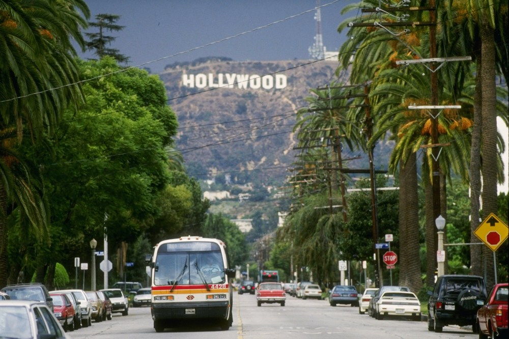 General view of the Hollywood sign above Los Angeles, Calif. (Photo by Ken Levine/Getty)