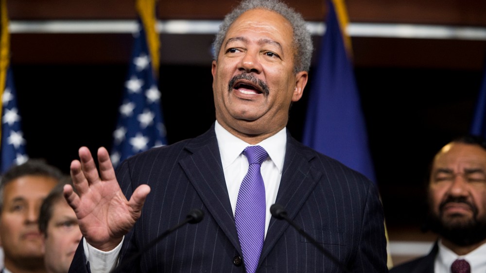 Rep. Chaka Fattah, speaks as House Democrats hold a news conference to call for presidential action on immigration on Nov. 13, 2014. (Photo by Bill Clark/CQ Roll Call/Getty).