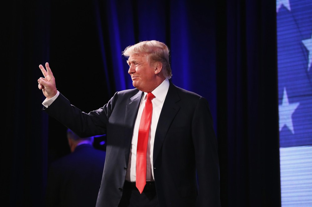 Businessman Donald Trump speaks to guests at the Iowa Freedom Summit on January 24, 2015 in Des Moines, Iowa. (Photo by Scott Olson/Getty)