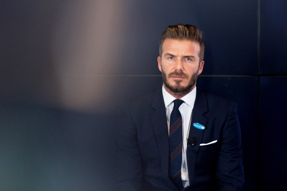 David Beckham attends a photocall as he celebrates 10 years as a UNICEF goodwill ambassador at Google HQ on Feb. 9, 2015 in London, England. (Photo by Ian Gavan/Getty)