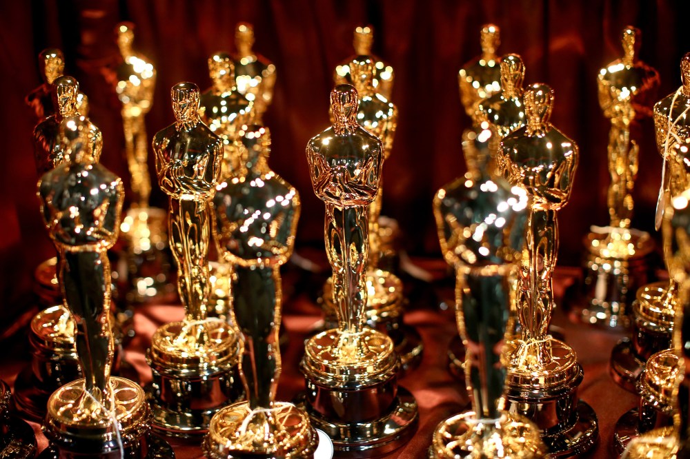 A general view of Oscar Statuettes backstage during the 87th Annual Academy Awards at Dolby Theatre on Feb. 22, 2015 in Hollywood, Calif. (Photo by Christopher Polk/Getty)