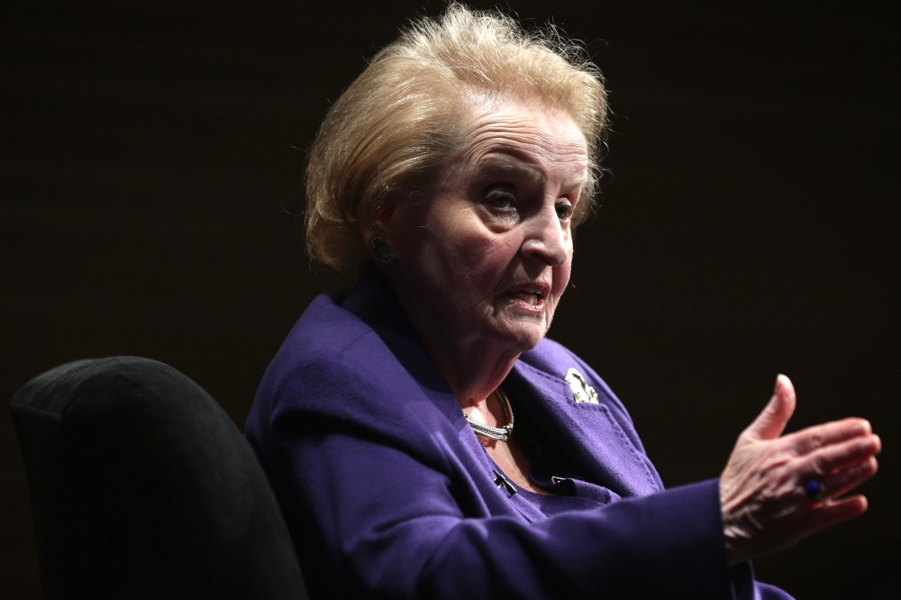 Former U.S. Secretary of State Madeleine Albright speaks during a discussion on Feb. 19, 2014 in Washington, D.C. (Photo by Alex Wong/Getty)