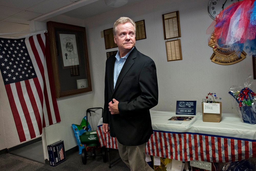 Jim Webb, former senator from Virginia, arrives to speak at an Urbandale Democrats Flag Day gathering in Urbandale, Iowa on June 14, 2015. (Photo by Daniel Acker/Bloomberg/Getty)