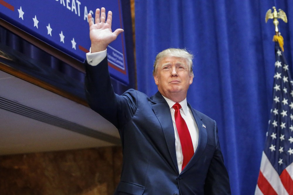 Real estate mogul Donald Trump arrives to announce his bid for the presidency in the 2016 presidential race on June 16, 2015. (Photo by Kena Betancur/AFP/Getty)