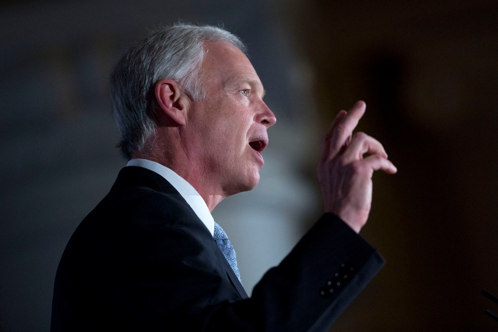 Senator Ron Johnson, a Republican from Wisconsin, speaks during the Faith and Freedom Coalition's "Road to Majority" legislative luncheon in Washington, D.C., June 18, 2015. (Photo by Andrew Harrer/Bloomberg/Getty)
