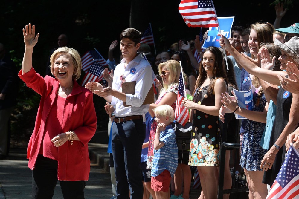 Democratic Presidential Candidate Hillary Clinton Campaigns In Hew Hampshire