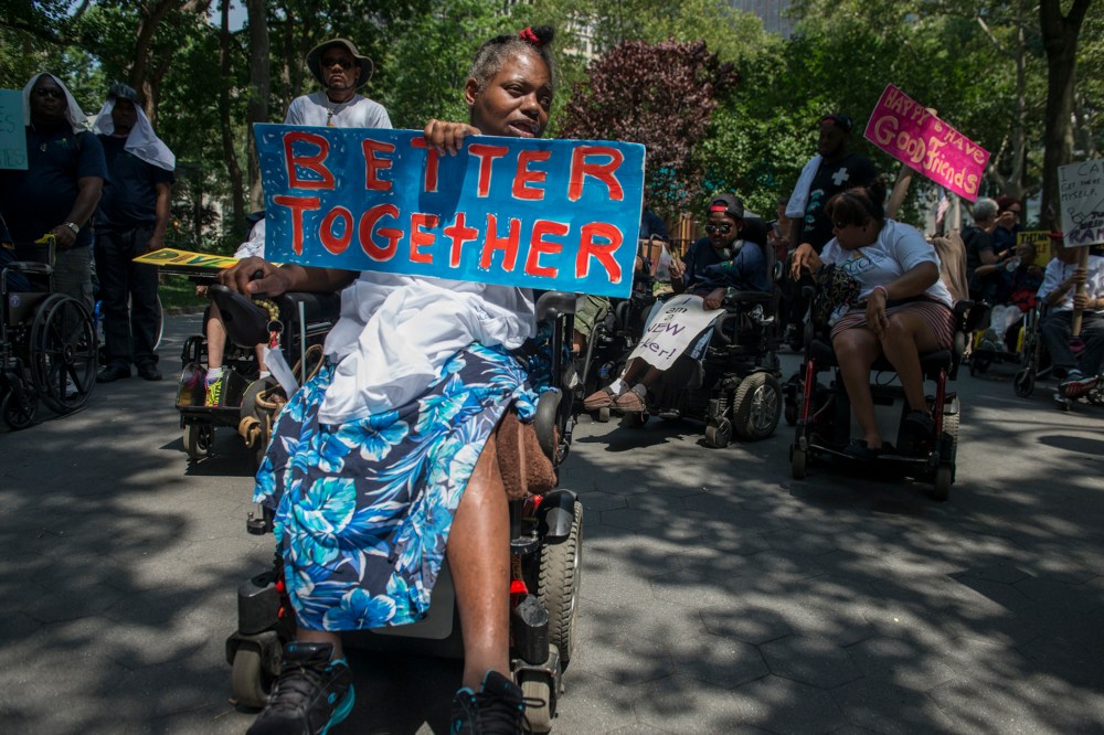 People participate in the first annual Disability Pride Parade on July 12, 2015 in New York City. (Photo by Stephanie Keith/Getty)