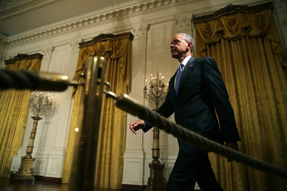 President Barack Obama arrives to speak during a news conference  at the White House on July 15, 2015 in Washington, DC. (Photo by Chip Somodevilla/Getty)