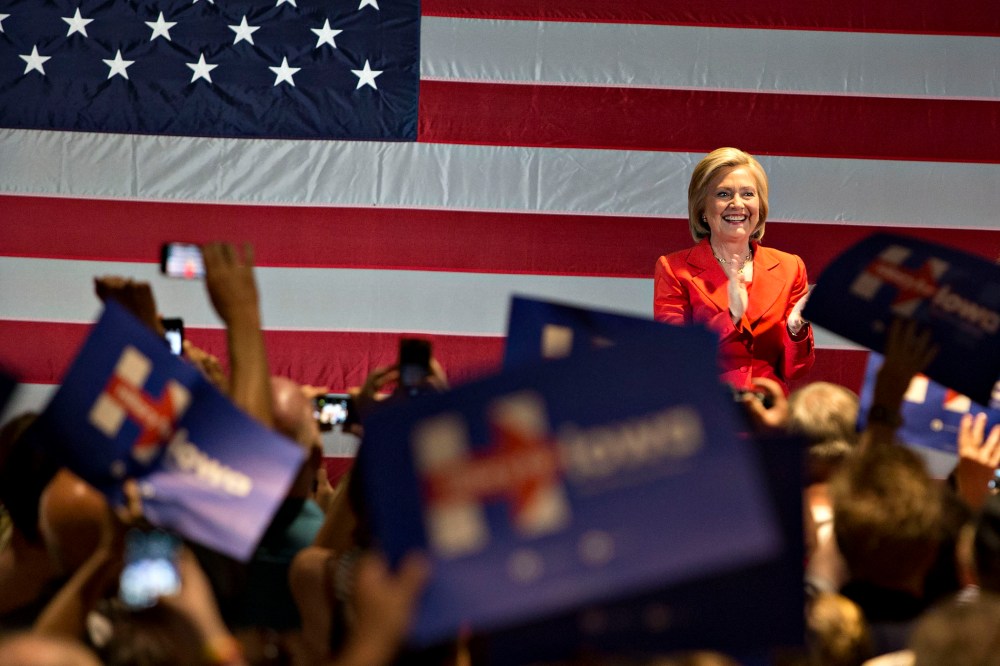 Democratic Presidential Candidate Hillary Clinton Campaigns in Iowa (Photo by Daniel Acker/Bloomberg/Getty).