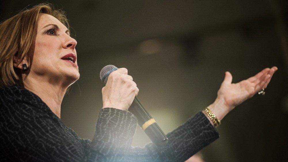 Republican presidential candidate Carly Fiorina speaks to voters during a town hall meeting at the Ocean Reef Convention Center Sept. 22, 2015 in Myrtle Beach, SC. (Photo by Sean Rayford/Getty)