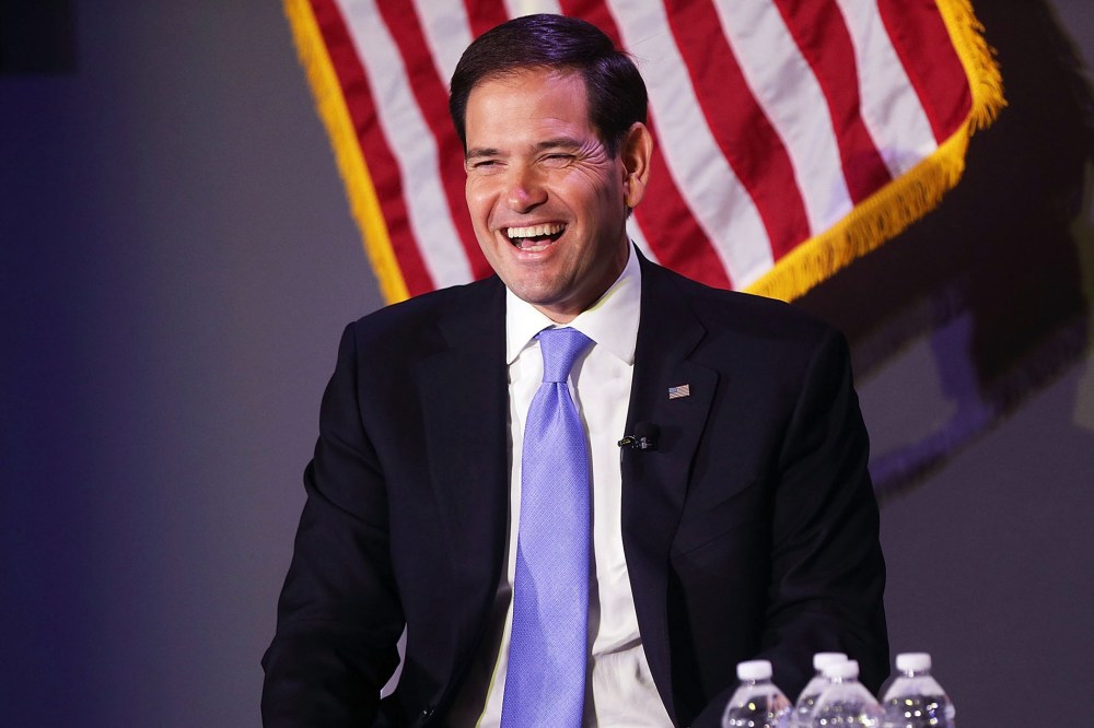 Republican presidential candidate, Sen. Marco Rubio (R-FL) speaks at Civic Hall about the "sharing economy" on Oct. 6, 2015 in New York City. (Photo by Spencer Platt/Getty)