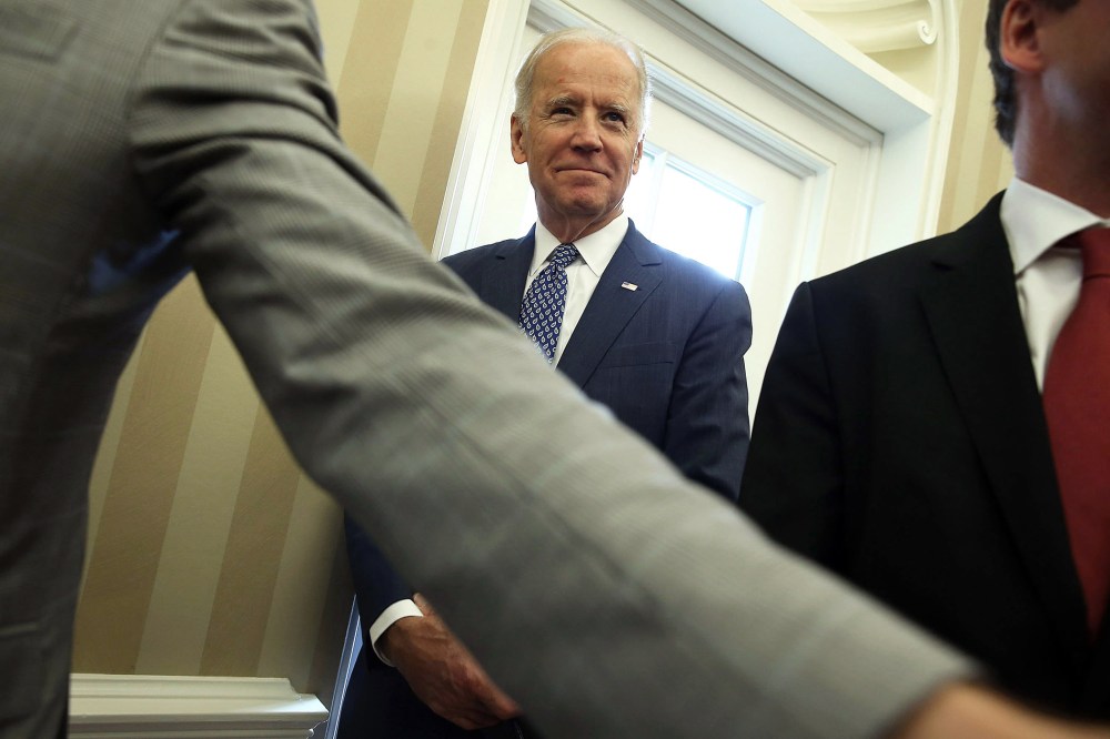 Vice President Joseph Biden attends a meeting in the Oval Office at the White House on Oct. 7, 2015 in Washington, D.C. (Photo by Mark Wilson/Getty)