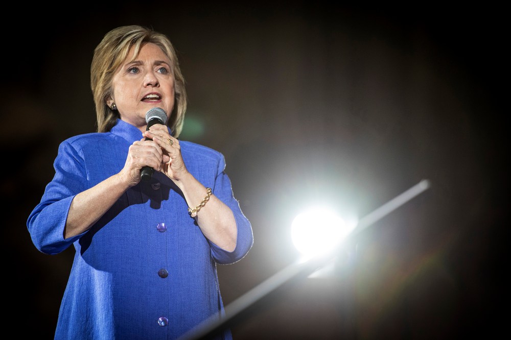 Democratic presidential candidate and former Secretary of State Hillary Clinton, speaks during a campaign rally in Las Vegas, Nev., on Oct. 14, 2015. (Photo by Christopher Dilts/Bloomberg/Getty)