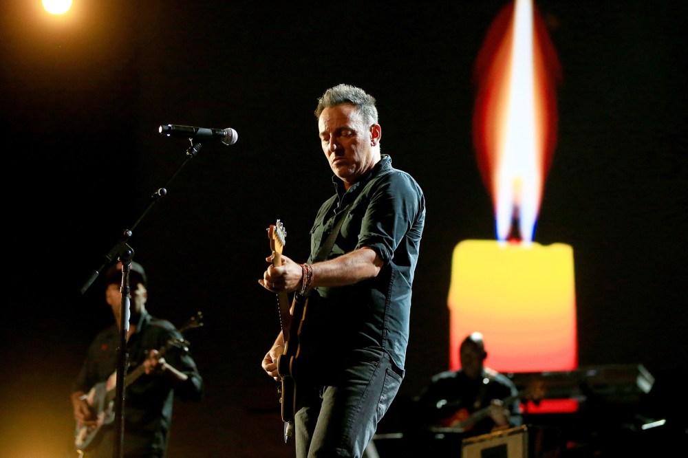 Recording artist Bruce Springsteen performs onstage at A+E Networks "Shining A Light" concert at The Shrine Auditorium on Nov. 18, 2015 in Los Angeles, Calif. (Photo by Christopher Polk/Getty)