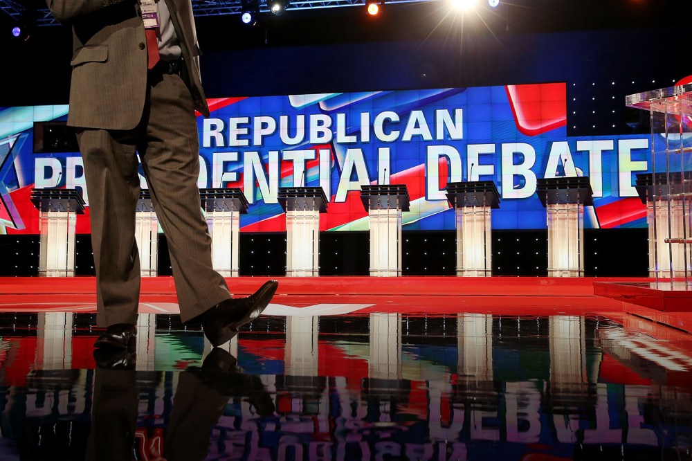 A view of the stage for the CNN Republican presidential debate at The Venetian Las Vegas on Dec. 15, 2015 in Las Vegas, Nev. (Photo by Justin Sullivan/Getty)