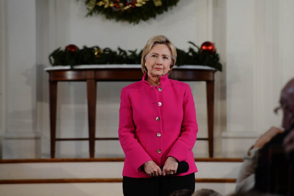 Democratic Presidential candidate Hillary Clinton listens to a question at South Church Dec. 29, 2015 in Portsmouth, N.H. (Photo by Darren McCollester/Getty)