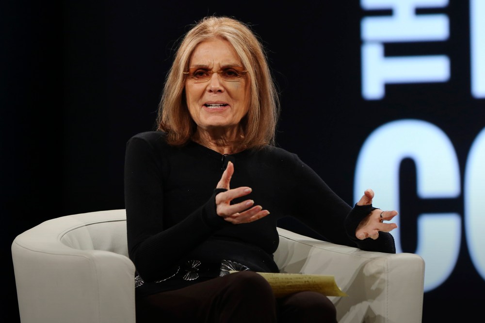 Feminist writer and activist Gloria Steinem speaks on stage at the 2016 MAKERS Conference at the Terrenea Resort on Feb. 1, 2016 in Rancho Palos Verdes, Calif. (Photo by Jonathan Leibson/Getty)
