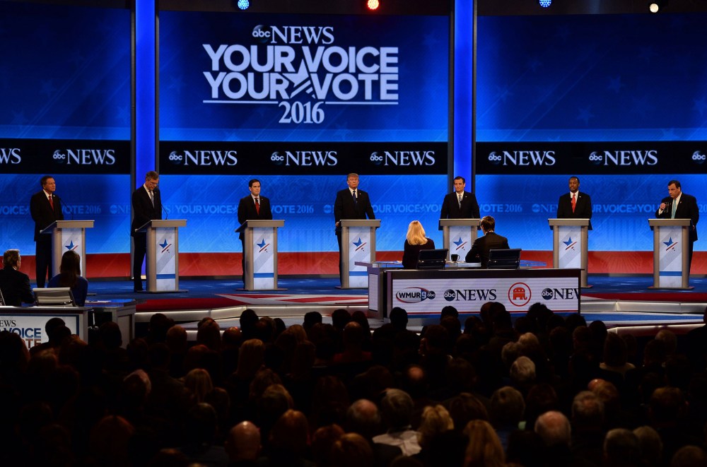 Republican Presidential candidates arrive for the Republican Presidential Candidates Debate on Feb. 6, 2016 at St. (Photo by Jewel Samad/AFP/Getty)