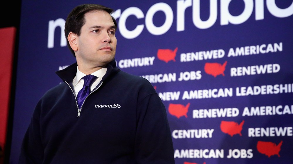Presidential candidate Sen. Marco Rubio (R-FL) holds a town hall meeting in the Londonderry High School cafeteria Feb. 7, 2016 in Londonderry, N.H. (Photo by Chip Somodevilla/Getty)