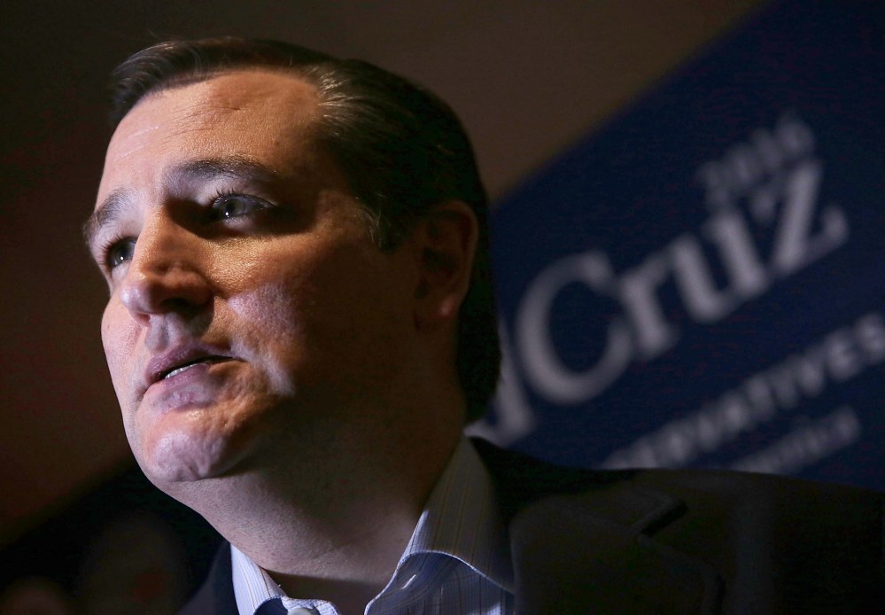 Republican presidential candidate Sen. Ted Cruz briefs members of the media before he participates in the South Carolina Faith and Family Presidential Forum, Feb. 12, 2016 in Greenville, S.C. (Photo by Alex Wong/Getty)