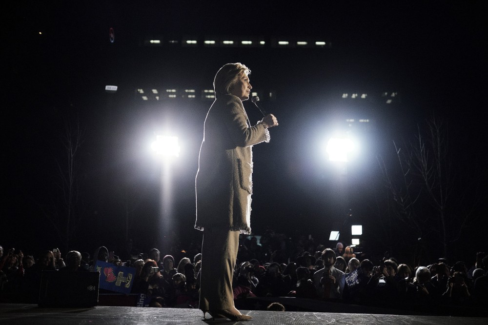 Hillary Clinton speaks during a town hall event at the Columbia Museum of Art Boyd Plaza in Columbia, S.C., Feb. 26, 2016. (Photo by T.J. Kirkpatrick/Bloomberg/Getty)