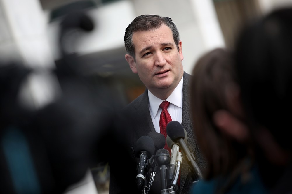 Republican presidential candidate Sen. Ted Cruz (R-TX) addresses the bombings in Brussels during remarks March 22, 2016 in Washington, DC. (Photo by Win McNamee/Getty)