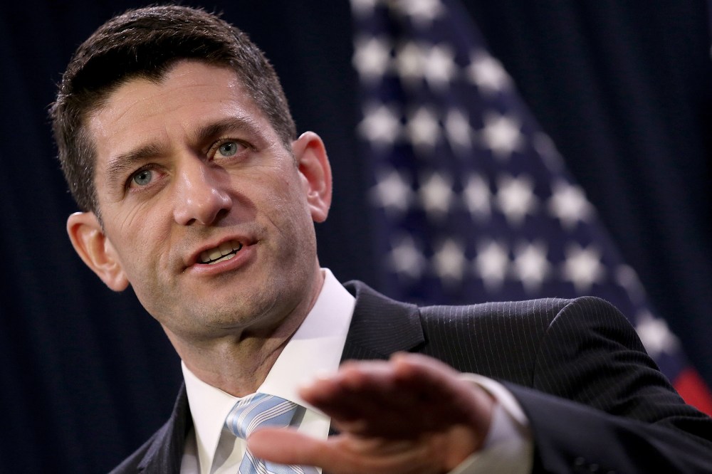 U.S. Speaker of the House Rep. Paul Ryan delivers remarks on Capitol Hill on March 23, 2016 in Washington, DC. (Photo by Win McNamee/Getty)