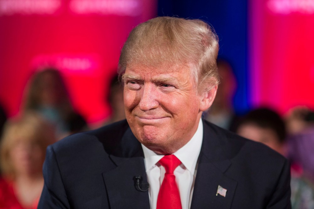 Republican Presidential candidate Donald Trump films a town hall meeting for MSNBC with Chris Matthews on March 30, 2016 in Green Bay, Wis. (Photo by Tom Lynn/Getty)