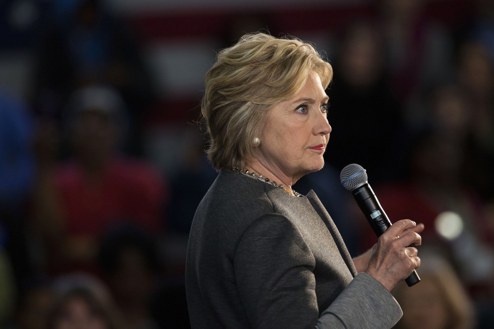 Hillary Clinton, former Secretary of State and 2016 Democratic presidential candidate, pauses while speaking during an event at Medgar Evers College in Brooklyn, New York, April 5, 2016. (Photo by Victor J. Blue/Bloomberg/Getty)
