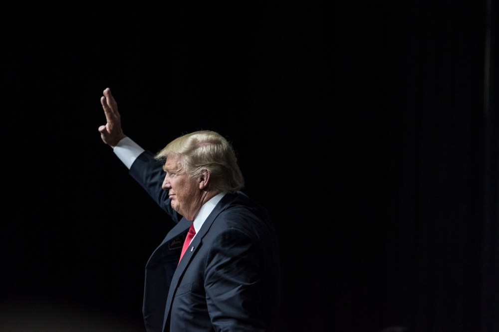 Republican Presidential Candidate Donald Trump speaks at a campaign rally on April 6, 2016 in Bethpage, N.Y. (Photo by Andrew Renneisen/Getty)