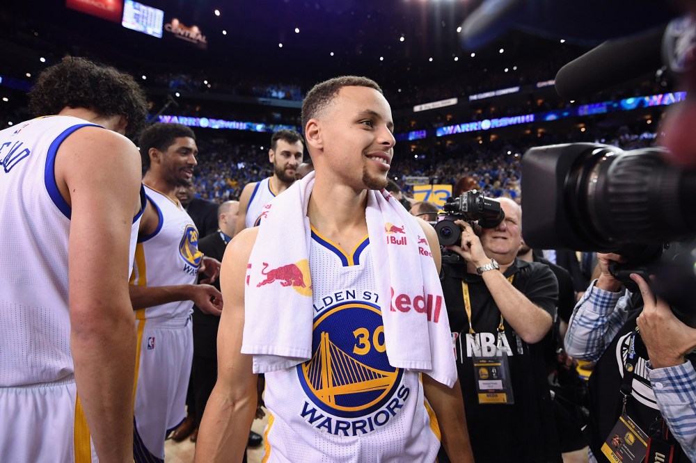 Stephen Curry of the Golden State Warriors at ORACLE Arena on April 13, 2016 in Oakland, Calif. (Photo by Thearon W. Henderson/Getty)