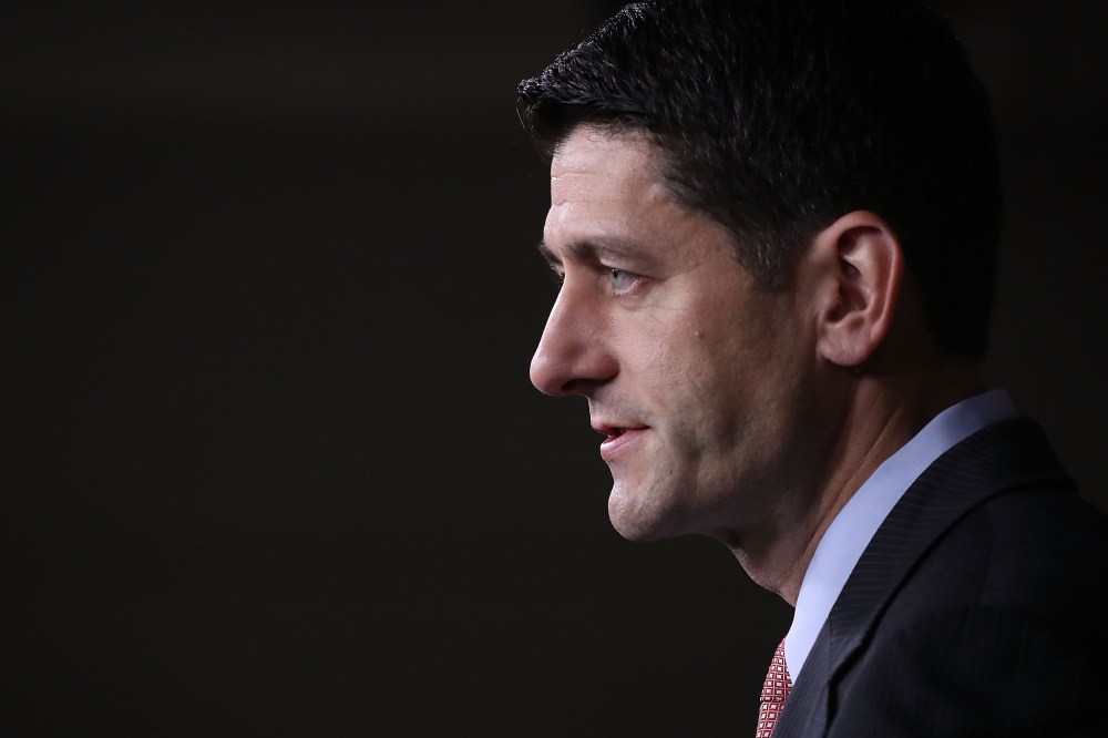 House Speaker Paul Ryan, (R-WI), speaks to the media during his weekly media briefing at the US Capitol, Sept. 15, 2016 in Washington, DC. (Photo by Mark Wilson/Getty)