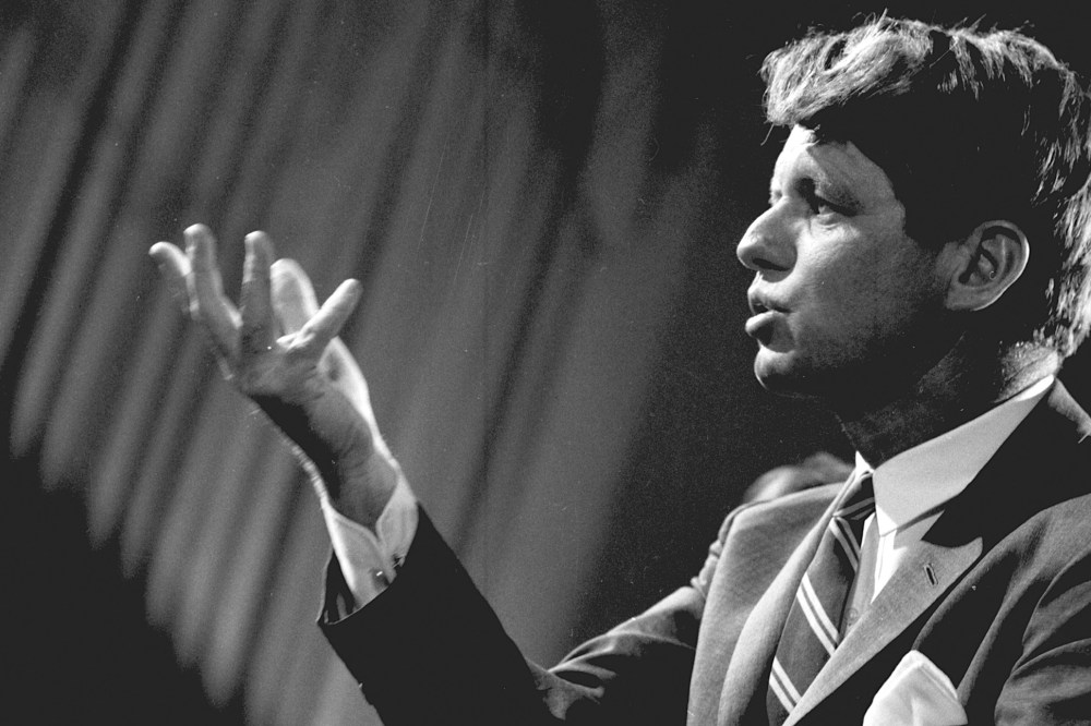 Senator Robert F. Kennedy holds a news conference on May 5, 1967. (Photo by CBS Photo Archive/Getty)