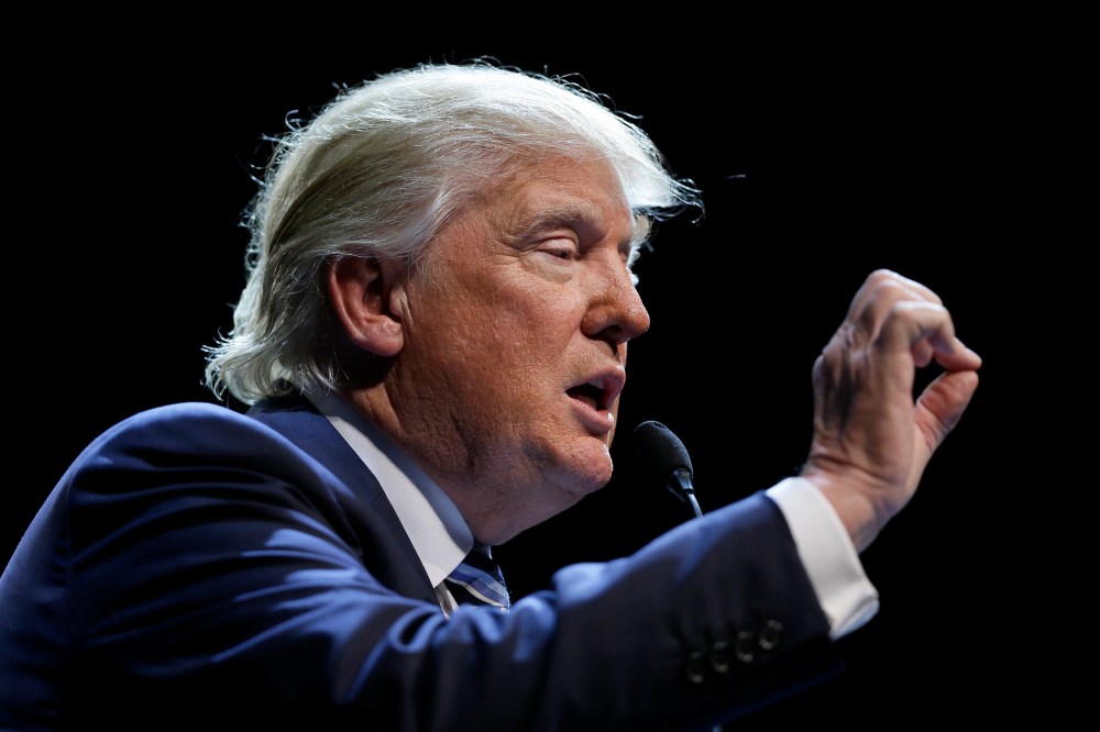 Republican presidential candidate Donald Trump speaks during a rally at Iowa Central Community College, Nov. 12, 2015, in Fort Dodge, Iowa. (Photo by Charlie Neibergall/AP)