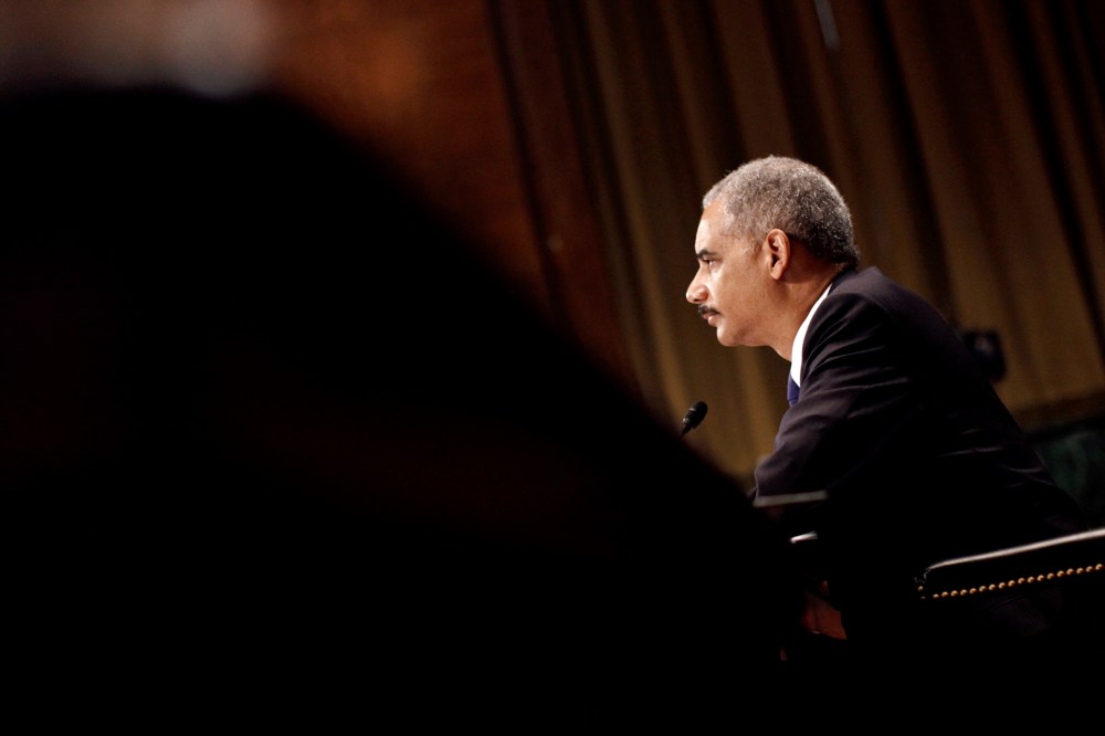 Attorney General Eric Holder testifies during a hearing of the Senate Judiciary Committee