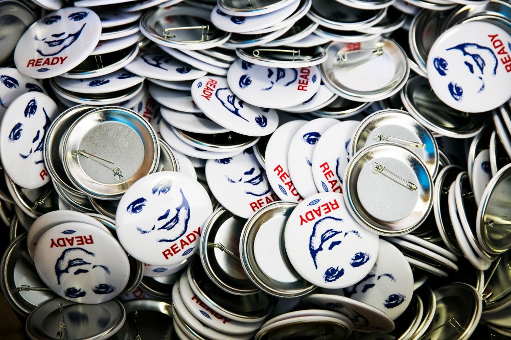 Buttons at the Ready for Hillary office in Alexandria, Va., July 26, 2013.