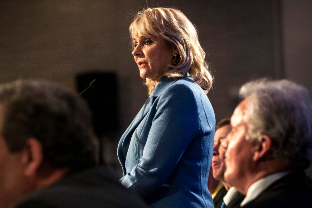Oklahoma Gov. Mary Fallin, chair of the National Governors Association, opens the annual winter meeting of the National Governors Association in Washington, Feb. 22, 2014.