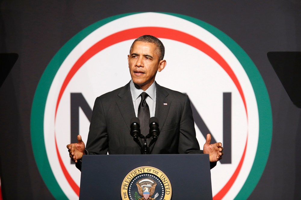 U.S. President Barack Obama addresses the 16th Annual National Action Network Convention at the Sheraton, New York on April 11, 2014.
