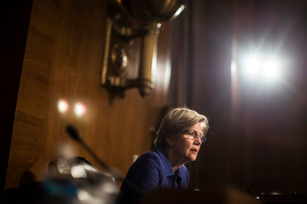 Sen. Elizabeth Warren (D-Mass.) during a hearing on Capitol Hill in Washington, Nov. 12, 2013.