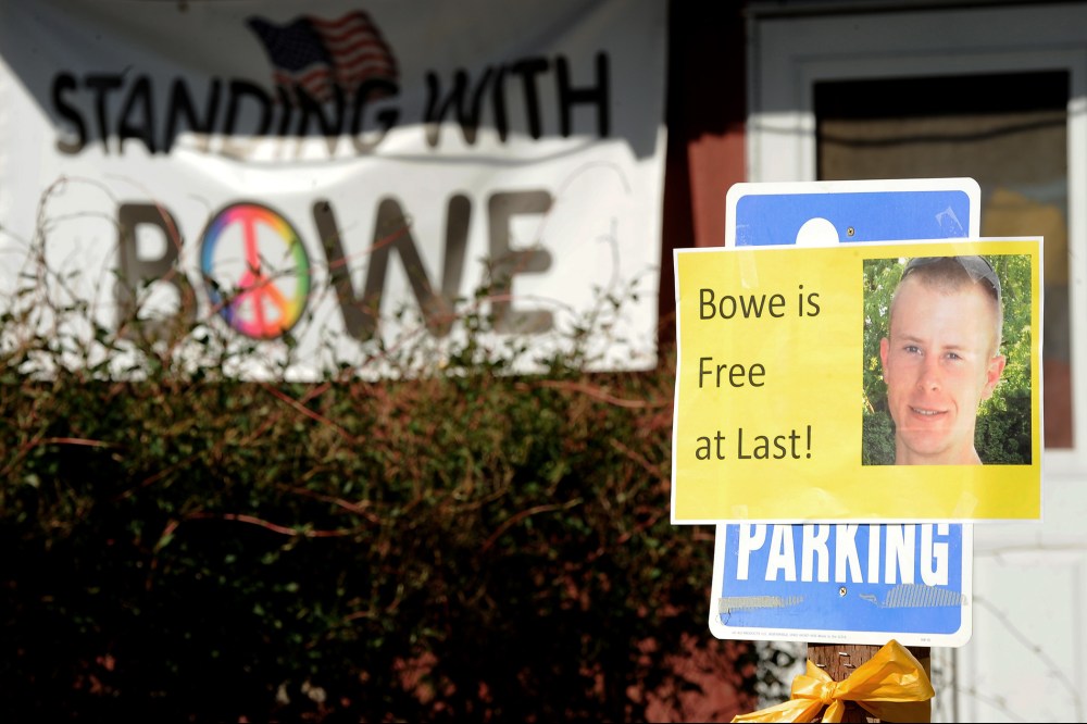 Signs celebrating the release of Army Sgt. Bowe Bergdahl outside Zanies, a coffee shop where Bergdahl once worked, in his hometown of Hailey, Idaho, May 31, 2014.