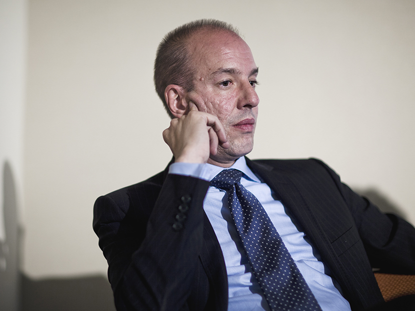 Anthony Romero, executive director of the American Civil Liberties Union (ACLU), waits to speak on the Supreme Court's decision to uphold the "papers please" provision of Arizona's aggressive immigration law at ACLU headquarters in Washington, DC, USA,...