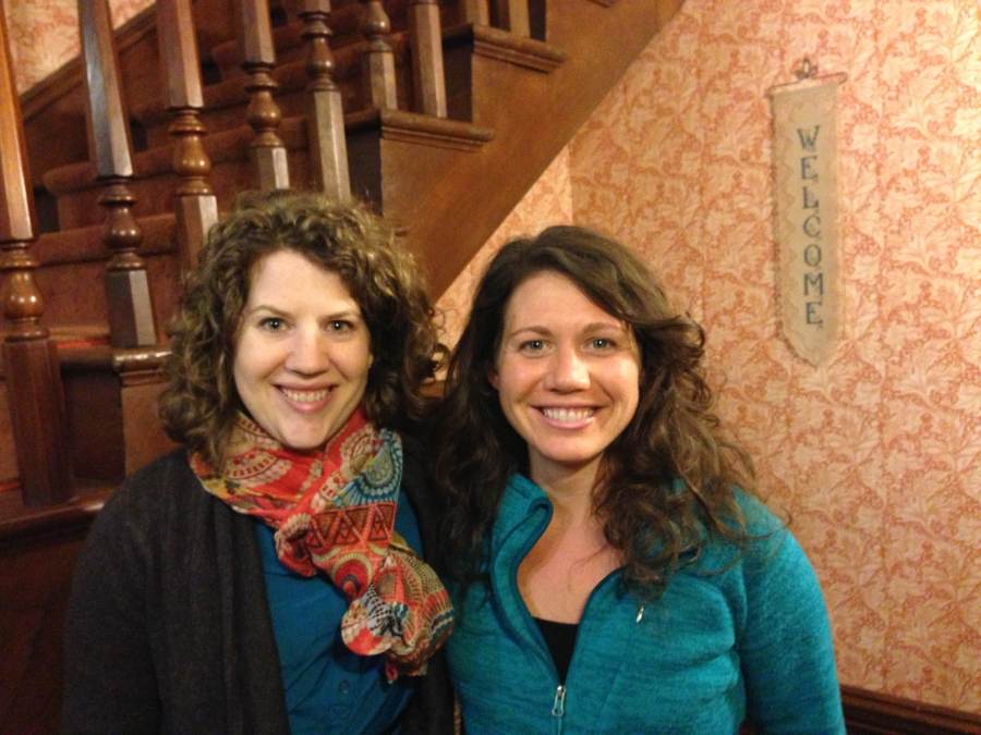 Sara Phillips, 32, left, and Megan Vitek, 29, right, both left this week for Liberia to work at an Ebola clinic.